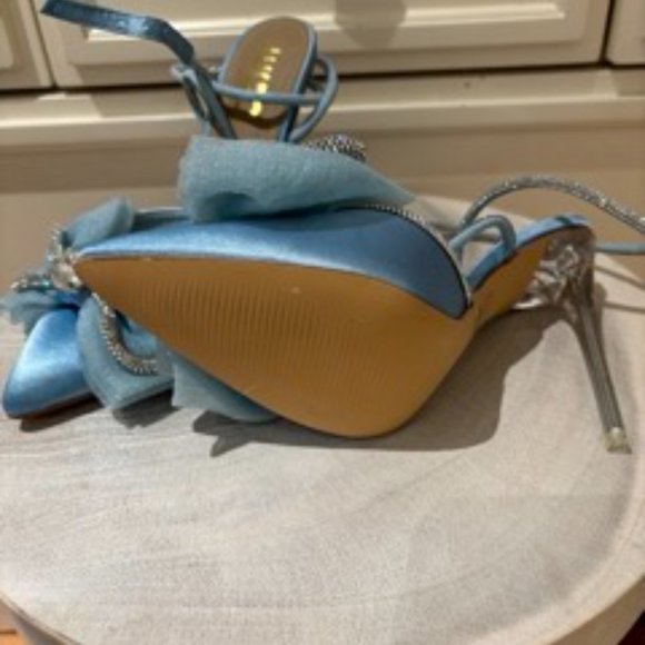 Size 6 EGO blue rhinestone heels - Picture 3 of 5